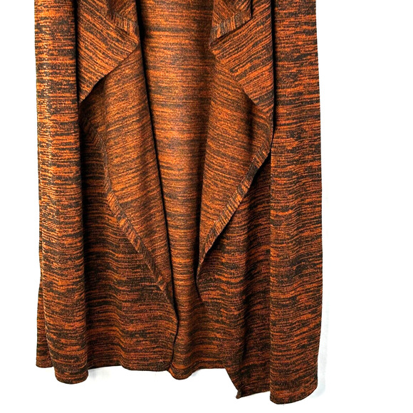 LulaRoe Long Cardigan Womens Medium Brown Black Open Front 3/4 Sleeve Ruffle - Picture 3 of 9